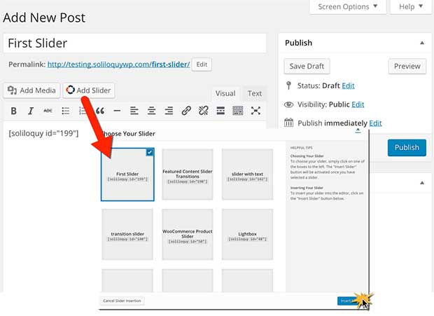 How to insert a WordPress slider into a post