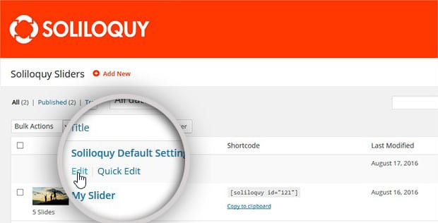 How to edit the Defaults slider