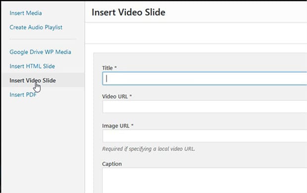 Insert Video Slider button