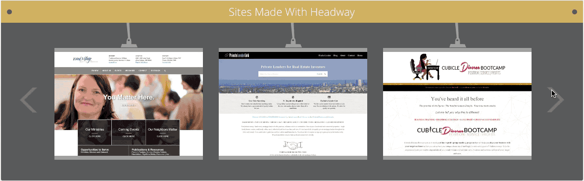 Slider depicting various sites made with Headway Themes