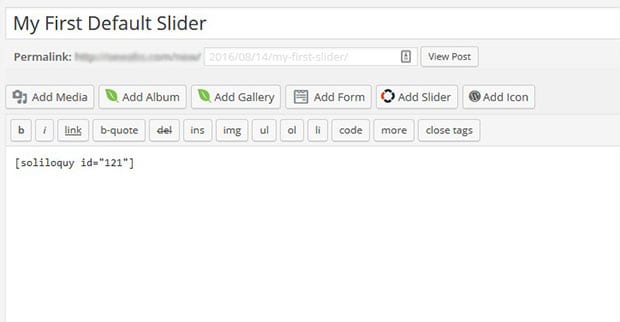 Add Slider Shortcode in Post