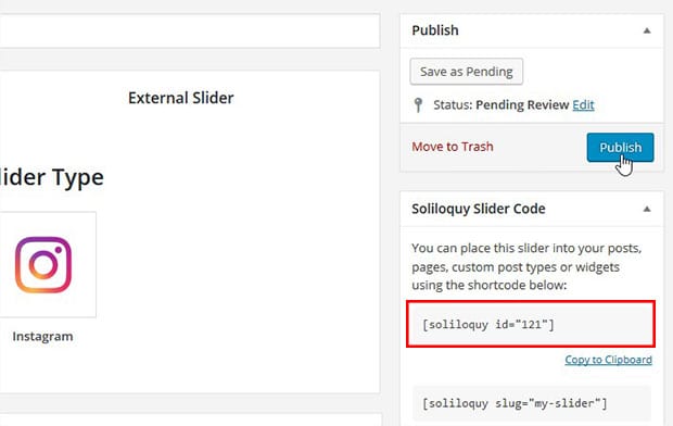 Publish and Copy Shortcode