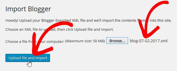 Upload file and Import