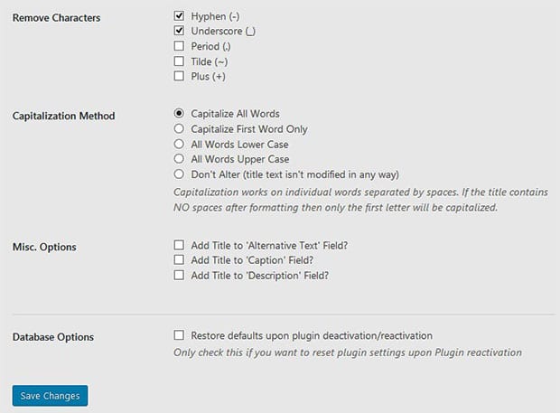 Format Media Titles Options