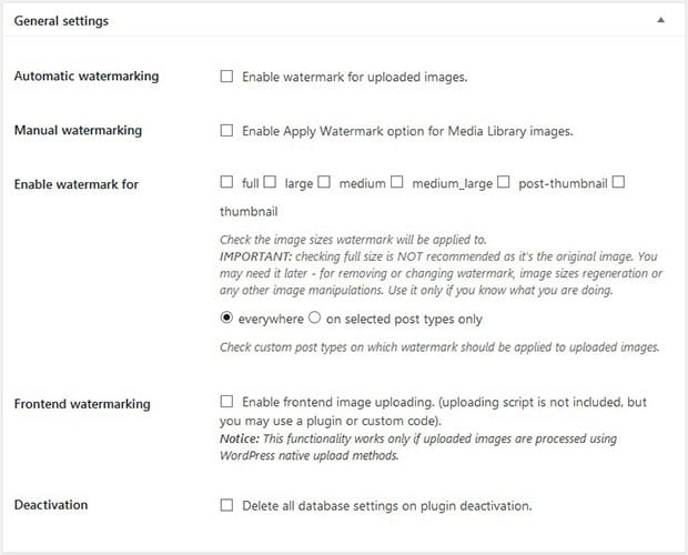 Image Watermark Settings