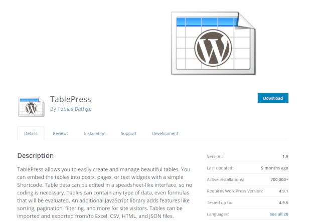 TablePress