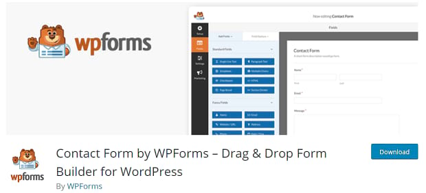 WPForms header, showing an example of the plugin's drag-and-drop form builder