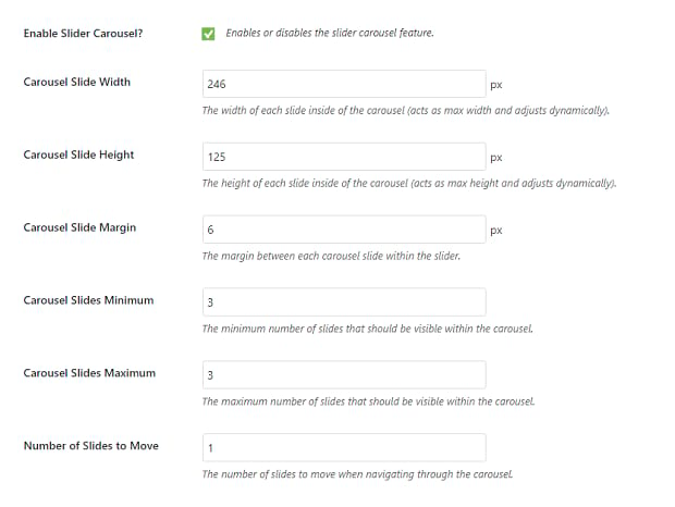 Soliloquy carousel settings page