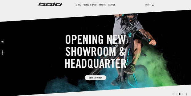 Bold Cycles Ltd. large homepage slider with almost full-screen image sizes