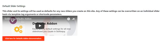 The Default Slider Settings add-on for Soliloquy