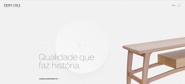 Prima Linea's delayed, full width homepage slider. It uses lots of white space for an elegant design