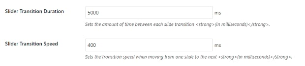 The boxes for setting your Soliloquy slider's transition duration and speed