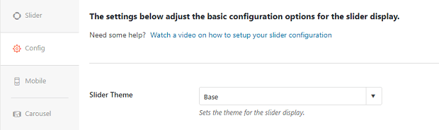 The slider theme suggestion box within the config tab of a Soliloquy slider