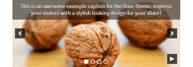 An example of the Basic slider theme, with a close-up image of some walnuts