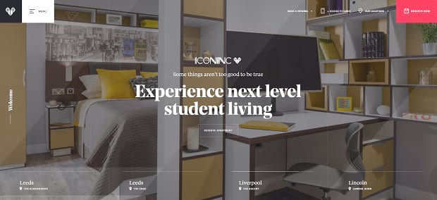 Icon Inc's full-width slider, featuring an image of a modernly designed home