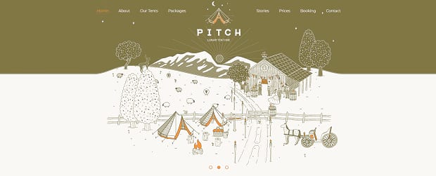 Pitch's illustrated slider, with an image of a camping scene