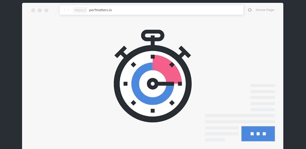 A stylized stopwatch on the Perfmatters homepage