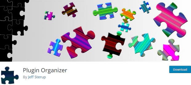 Plugin Organizer's banner, with several brightly colored puzzle pieces