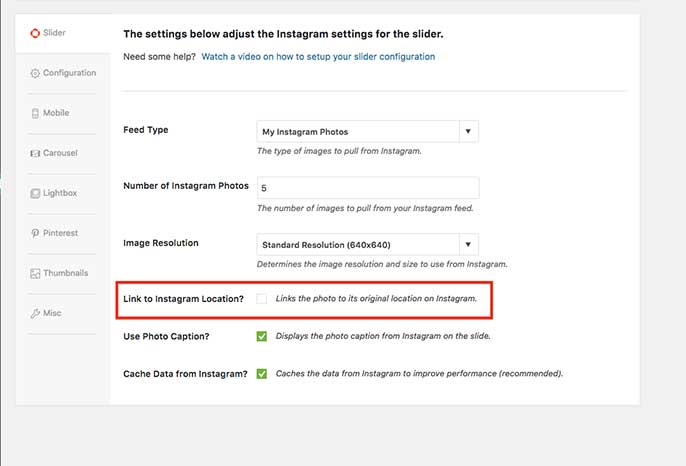 Configure your slider settings