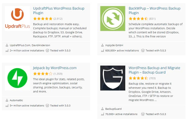 Wordpress backups