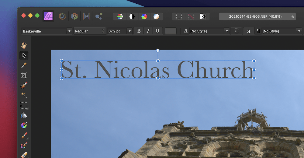 Adding text to images in Affinity Photo.