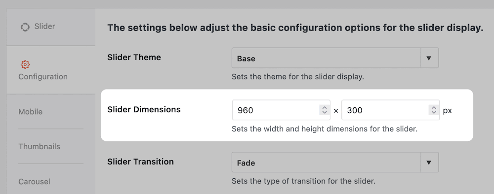 The Soliloquy configuration settings.