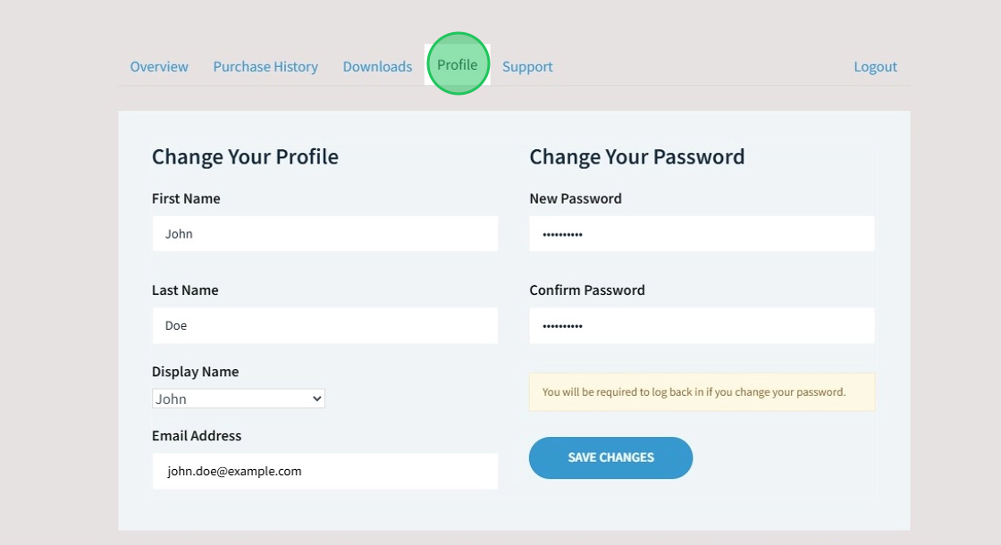 Change Password From Soliloquy Profile Tab